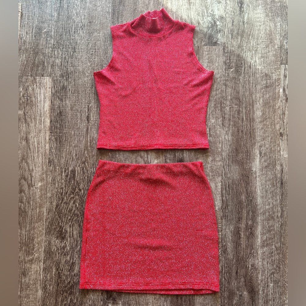 Vintage Sparkly Tank Skirt Matching Set